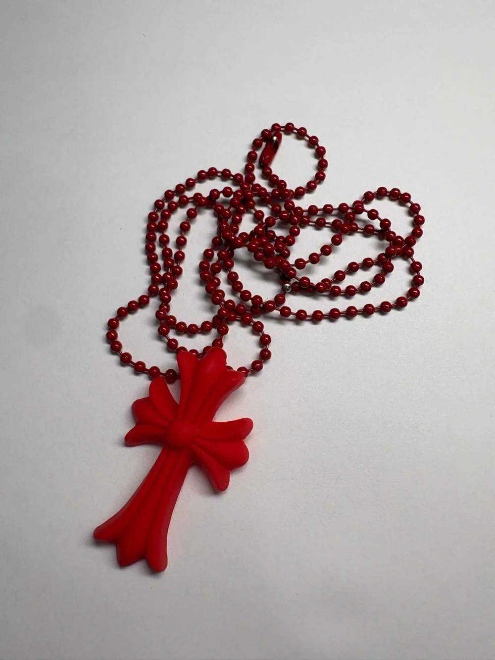 Silicone Red Cross Pendant Necklace - Women Jewelry Dust bag included